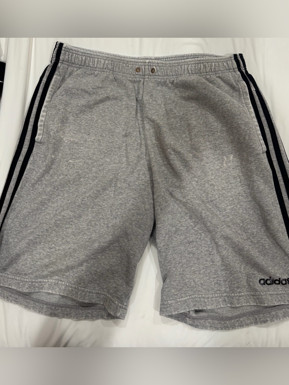 adidas Men's Heather Gray Athletic Shorts with Black Side Stripes